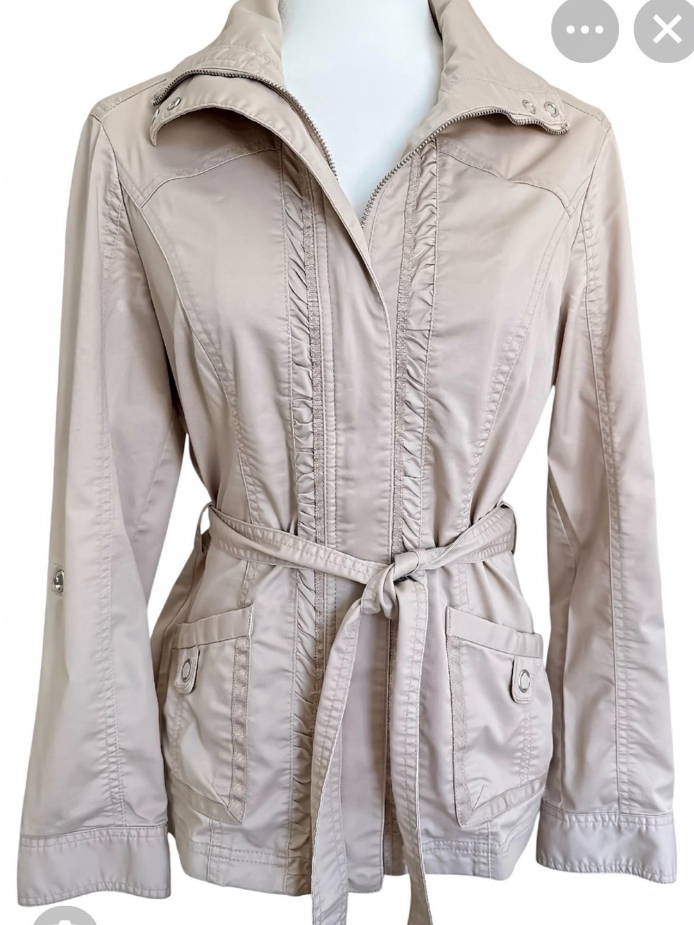 White House Black Market Light Taupe Utility Jacket with Belt